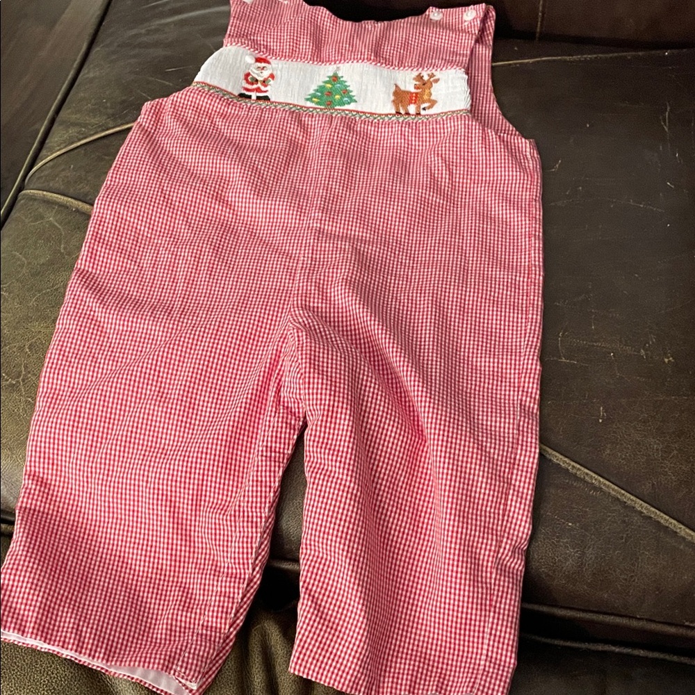 Festive Kids Overalls with Holiday Embroidery